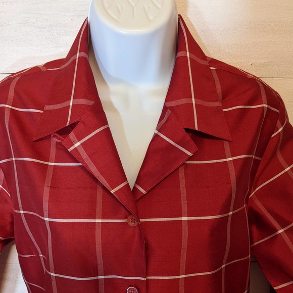 Silkland Red and White Long Sleeved Blouse Size S NEW - Picture 7 of 7